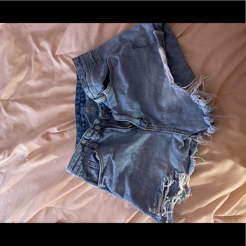 Light wash denim shorts